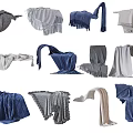 Various Colorful Throw Blankets With Fringe And Folded Styles In Gray Blue Beige