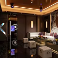 Luxurious Modern KTV Interior Design With Circular Decorations Sofas And Ambient Lighting 3d model
