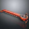 Ancient Red Stringed Musical Instrument With Traditional Handcrafted Goose Head Design