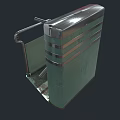 Road Facility Tripod Turnstile With Green Metal Body Silver Top And Pedal Base Handrail