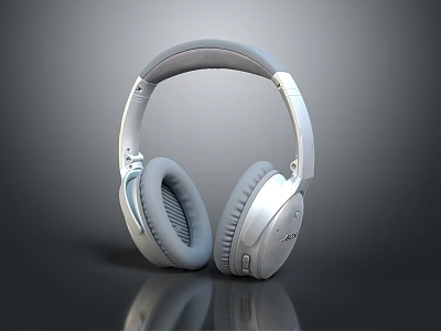 Modern Silver Over Ear Headphones With Padded Ear Cups And Sleek Design 3d model