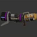 Mechanical Sci Fi Weapon With Yellow Black Purple Components And Spring Structure