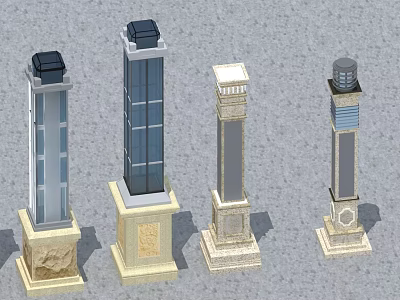 Decorative Swing Door Designs With Modern Pillar Structures And Architectural Details 3d model
