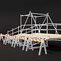 Road Infrastructure Scaffolding Structure With Traffic Cone And Warning Sign Setup