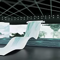 Modern Stage Design Featuring Waterfall Projection Steps And Background Screens 3d model