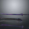 Fantasy Metallic Sword With Purple Blue Sheen Intricate Scabbard And Decorative Patterns