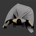 3D Character Model With Black Body Gold Accents White Cloak And Black Dress