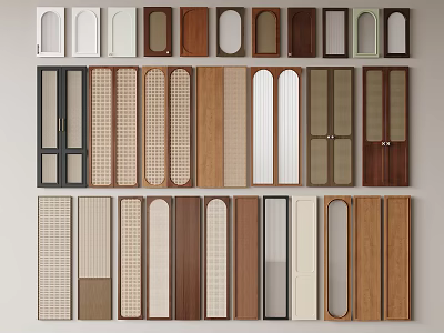 Assorted Door Designs For Home Featuring Glass Panels Wooden Frames And Patterns 3d model