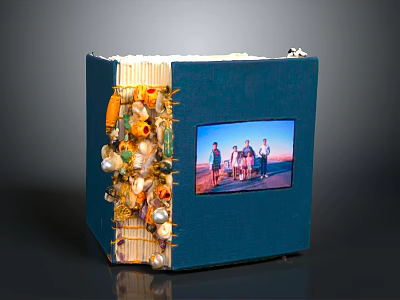 Creative Blue Wall Design With Photo Frame And Decorative Ornaments 3d model