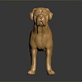 Detailed Golden Dog Statue With Metallic Shine On Reflective Black Base