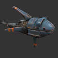 Smart Machine Flying Vehicle With Sci Fi Design And Blue Orange Mechanical Structure 3d model