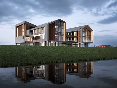 Modern Activity Center Building Neighborhood Center Building Commercial Building Office Building 3d model