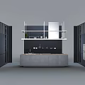 Modern Black Wine Cabinet Design In Open Kitchen With Central Island