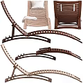 Slatted Wooden Lounge Chairs In Different Colors With Foldable Design And Cushions