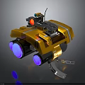 Yellow Mechanical Combat Weapon With Blue Wheels Red Light Top Equipment And Bottom Clamp