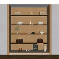 Wooden Storage Shelf Unit with Multiple Shelves Books Boxes Towels Vases Handbags and Shoes