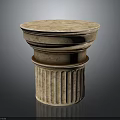 Marble Decorative Pedestal With Round Top And Fluted Layered Structure 3d model