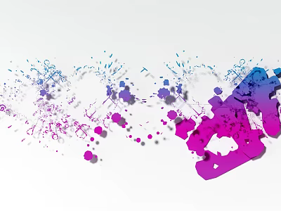Colorful Abstract Wall Decor with Purple Pink Blue Blocks And Splash Patterns in Modern Art 3d model
