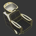 Modern Salon Shampoo Chair Featuring Black Leather Seat Silver Armrests And Integrated Wash Basin