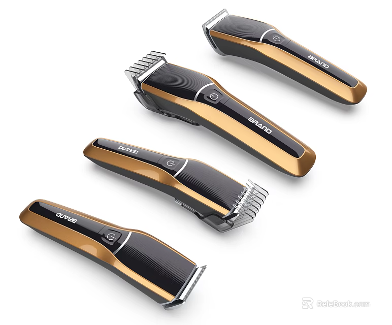 Four Black and Gold Electric Hair Clippers as Daily Living Essentials High Quality Grooming Tools 3d model 