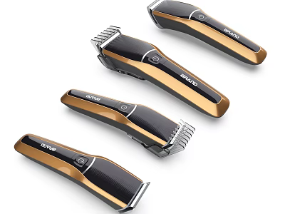 Four Black and Gold Electric Hair Clippers as Daily Living Essentials High Quality Grooming Tools 3d model
