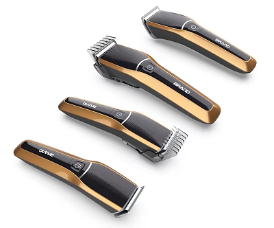 Four Black and Gold Electric Hair Clippers as Daily Living Essentials High Quality Grooming Tools 3d model