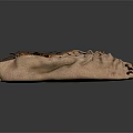 Open Natural Burlap Bag Filled With Loose Dry Straw On Dark Background