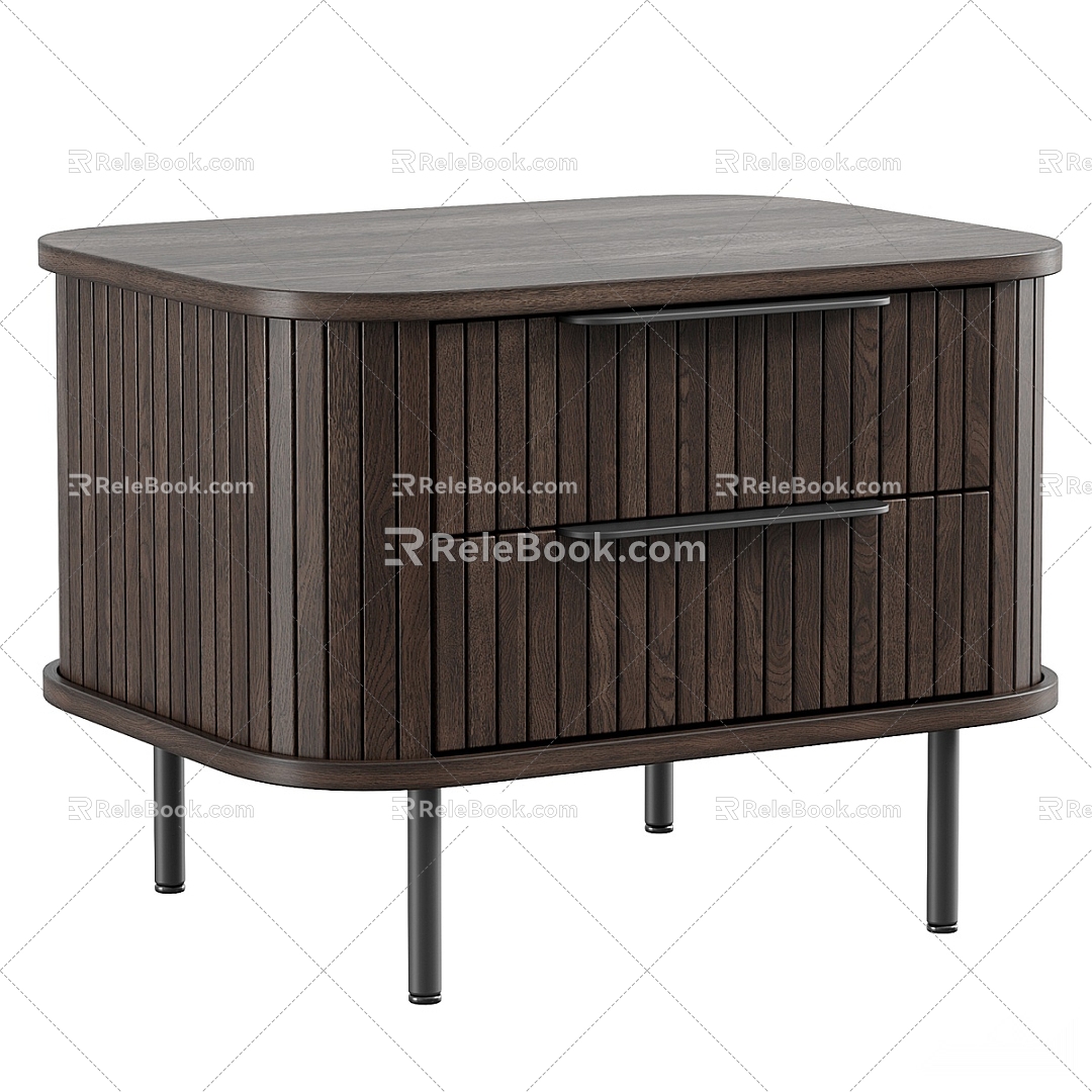 Modern Bedside Table Solid Wood Bedside Cabinet 3d model