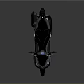 Sleek Modern Black Motorcycle With Blue Accent Lines And Orange Wheels