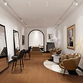 Elegant Beauty Salon Interior With Mirrors Chairs Soft Lighting And Wooden Flooring