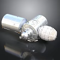 Modular Space Station Model With Metallic Docking Components And Cosmic Structure