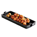 Rectangular Black Stoneware Tray With Handles Holding Fresh Ripe Pears On White Background 3d model
