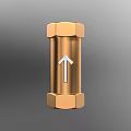 Golden Cylindrical Fitting With Hexagonal Ends And Upward Arrow