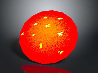 Red Spherical Plant Fruit With Yellow Spots Smooth Surface And Reflective Texture 3d model