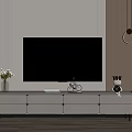 Modern TV Stand With Flat Screen TV Decorative Items And Storage Drawers