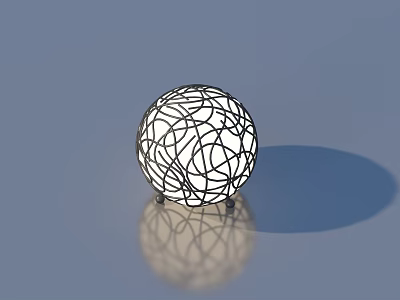 Abstract Spherical Floor Lamp With Metal Wire Frame Modern Home Lighting Decor 3d model