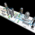 Industrial Equipment 3D Model with Pipes Tanks Reactors and Process Units