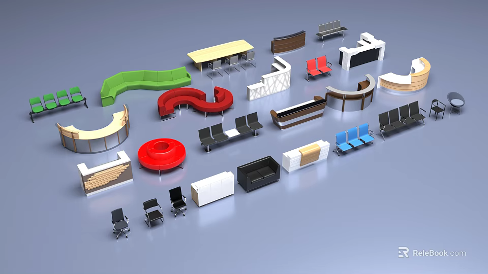 Various Modern Bar Counter Designs With Different Shapes And Colors In 3D Render 3d model 