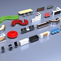 Various Modern Bar Counter Designs With Different Shapes And Colors In 3D Render