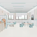 Bright Colorful Kindergarten Interior With Kids Tables Chairs Play Area And TV