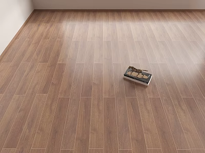 Light Brown Wooden Floor with Clear Texture Clean Surface and Small Tray with Items 3d model