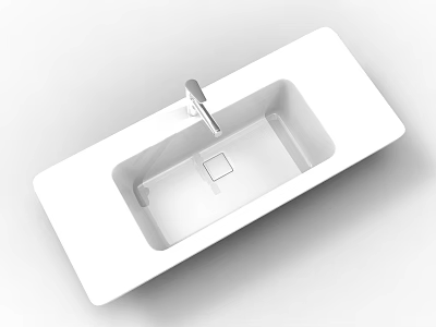 Modern White Ceramic Countertop Washbasin With Sleek Faucet For Bathroom Interior 3d model