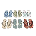 Plaid Patterned And Solid Color Flip Flops In Various Hues For Casual Use