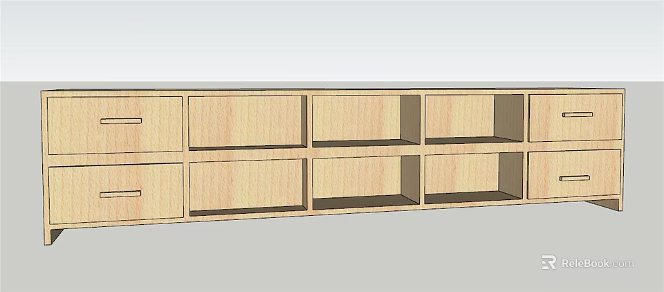 Wooden TV Stand With Storage Drawers And Open Compartments For Living Room 3d model 