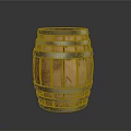 Rustic Wooden Barrel With Metal Hoops For Household Storage And Decor