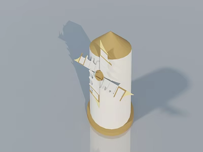 Modern White Swing Door With Gold Decorative Details And Stylish Design 3d model