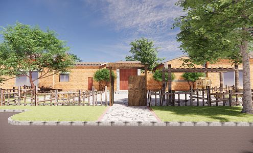 New Chinese Style Folk House Rural Folk House 3d model