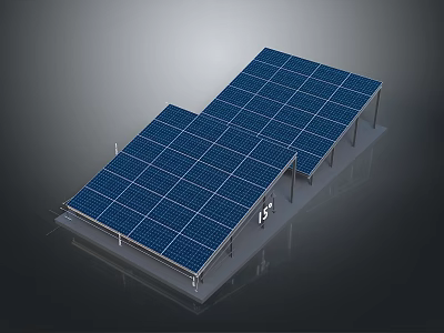 Blue Solar Panel 3D Model With Installation Structure And Metal Support Frames 3d model