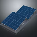 Blue Solar Panel 3D Model With Installation Structure And Metal Support Frames