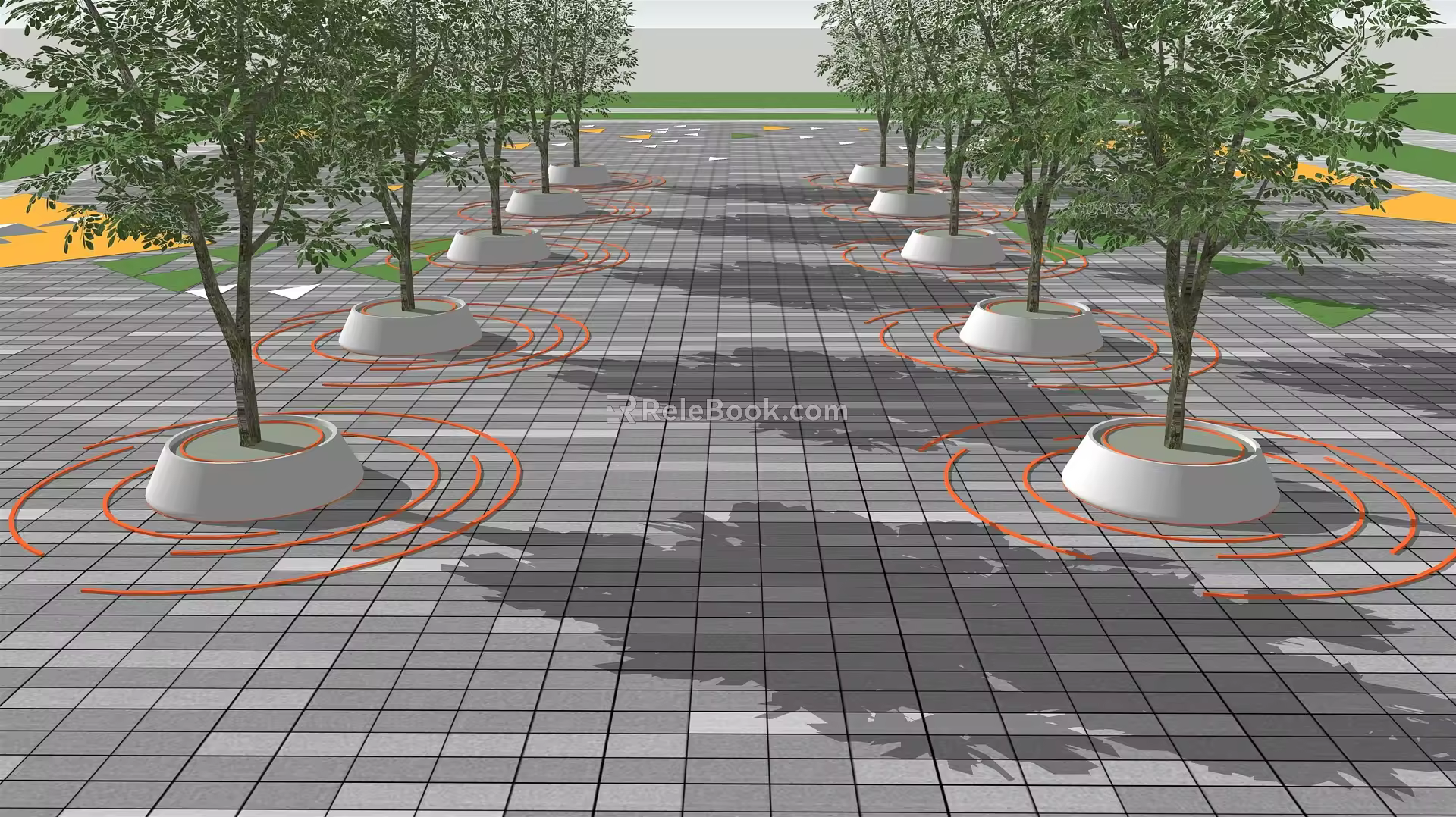 Modern Tree Pond Guangguan Square Tree Array 3d model